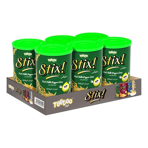 Teeto&#39;s Stix Hot Chilli Pepper Lime Snack 45g Pack of 6