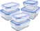 [3Diamonds] Glass Containers BPA-Free Locking lids, Food Storage Container 100% Leakproof Glass Lunch Boxes, Freezer Storage container with Lids Airtight, Glass Food Storage (Set of 6)
