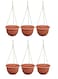 6Pc Hanging Flower Pot With Draining Hole Plastic Planter for Indoor and Outdoor Plants Terracotta 15X12cm