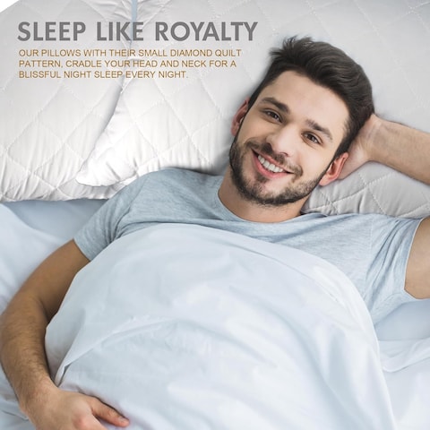 Hotel Linen Klub 1 PC Quilted Pillow Queen (50 x75cm) - Outer Cover: 90GSM Microfiber Supersoft Fabric, Filling: 650grams Soft Fiber, Diamond Quilt Pattern