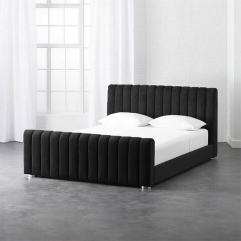 إن هاوس مارتوس هيكل سرير منجد بالمخمل - نفر ونص - 200×160 سم - أسود