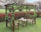Wooden Grape Rack Outdoor Courtyard Anticorrosive Wood Pavilion with Table, Villa Climbing Rattan Frame, for Lawn, Garden, Backyard Outdoor YL23-331