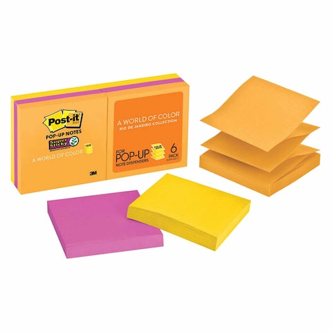 3M Post it Super Sticky لموزعات الملاحظات المنبثقة 3 ألوان، عبوة مختلطة