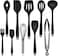 11 Pcs Silicone Kitchen Utensils Set Heat Resistant Cooking Tools for Non Stick Cookware Easy to Clean Kitchen Baking Kit with Holder, Black