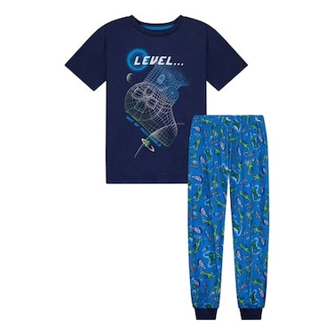 Boys Short Sleeve Long Pajama Set_Navy_11-12Y+