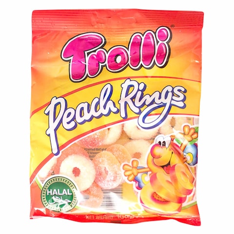 Trolli Sour Gummi Peach Rings Gummi Candy 100g