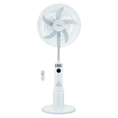 Midea Rechargeable Stand Fan with Remote FS4523MRD, Built-In Rechargeable Battery, White
