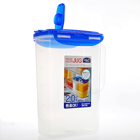 Lock &amp; Lock Plastic Fridge Door Jug Clear And Blue 2L