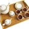Single Wooden Solid Bamboo Serving Tray with Handles - Bed, Breakfast, Tea Serving Lap Tray - (43 * 30.5 * 4cm)