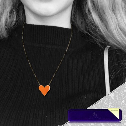 Aiwanto Necklace Gold Neck Chain With Heart Shape Pendant Elegant Necklace Beautiful Gift Womens Girls Necklace(Orange)