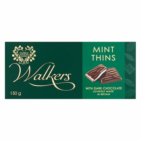 Walkers Mint Thins Dark Chocolate Bar 150g