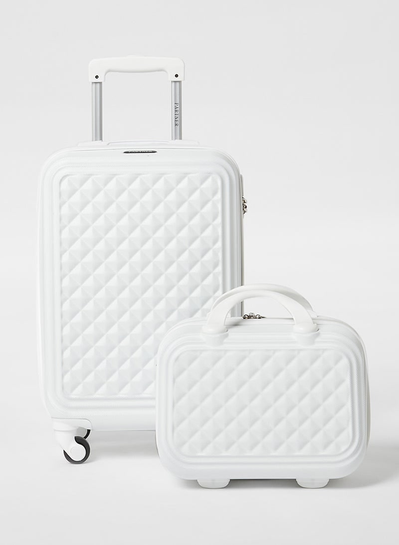 Buy Partner 2-Piece Cabin Luggage Trolley And Beauty Case Set, White ...