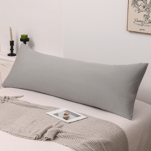 LUNA HOME 1 Piece Long Body Pillow Case, Plain Coint Grey Color