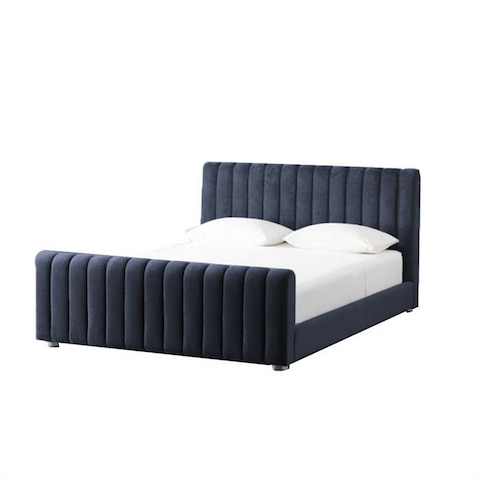 إن هاوس مارتوس هيكل سرير منجد بالمخمل - نفر ونص - 200×150 سم - رمادي غامق