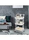 3 Tier Utility Rolling Storage Cart With Handles And Lockable Wheels Pearl While 43x36x86.5cm