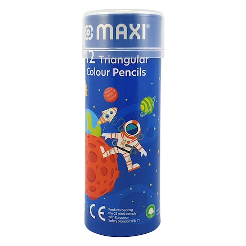 Maxi Triangular Colour Pencils Round Tin 12 PCS