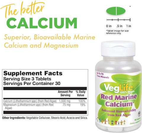 Veglife, Red Marine Calcium 90 Tablets 135840