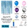Party Time Frozen / Mermaid Theme Birthday Decoration - 95 Piece Silver Happy Birthday Foil Balloon, Star Foil Metallic, Foil Curtain Princess Theme Birthday Decoration / Birthday Decoration For Girls