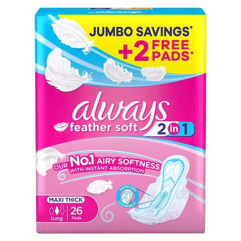 Always 2 in 1 Feather Soft Long Sanitary Pads - 26 Pads