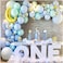 Baby Blue Pastel Macaron Balloon Garland Kit Blue Mint Green Balloons &ndash; Gold Moon and Stars Baby Shower Balloons Boy &ndash; Twinkle Twinkle Little Star Baby Shower Decorations Birthday Party (139pcs)