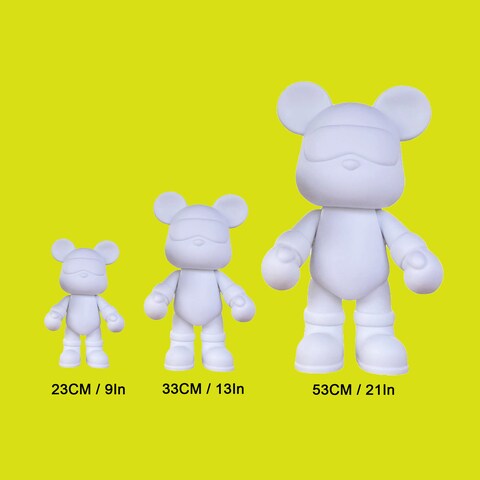 COOL BEAR COIN PIGGY BANK FIGURE (9 inch - 23 cm) ACRYLIC DRIP POUR PAINT COMPLETE KIT, Colors: Silver, Light-Blue, Light-Purple. Acrylic Rich Pigments Fluid Flow Paint, Arts and Crafts.