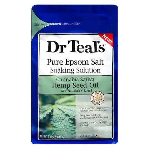 Buy Dr. Teals Pure Epsom Salt Soaking Solution With Hemp Seed Oil Clear 1.36kg in UAE