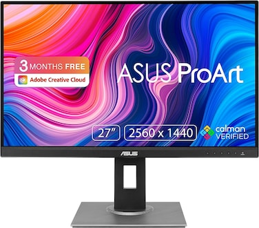 شاشة برو ارت PA278QV من اسوس 27 بوصة WQHD (2560 × 1440) للألعاب، وقت استجابة 5 مللي ثانية، منفذ عرضHDMI، موصل طاقة DVI-D صغير، 75 هرتز، مضادة للوهج، دوارن وإمالة محورية مع ارتفاع قابل للتعديل