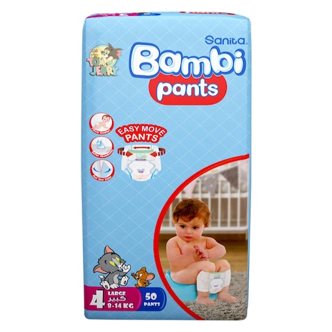 Sanita Bambi Pants&nbsp; Jumbo Pack, Size 4, Large 8-14 KG, 50 Count