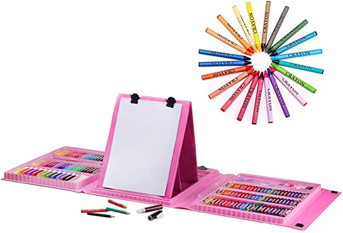 Buy 208 Pcs Art Set for Girls,Kids, Double Sided Trifold Easel Drawing ...