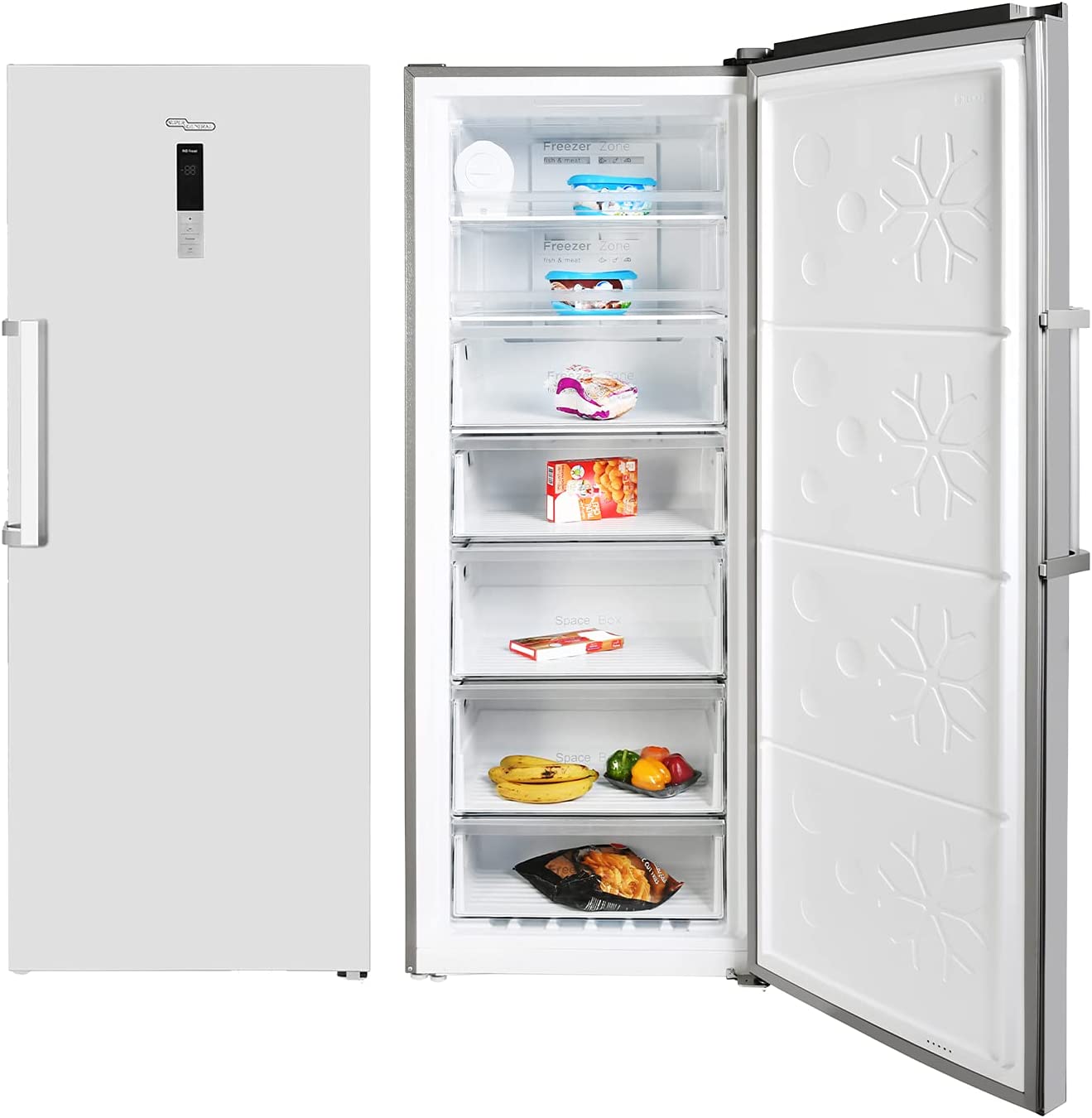 Super General 380L Net Capacity Upright Freezer, Inox, SGUF441NFDCI