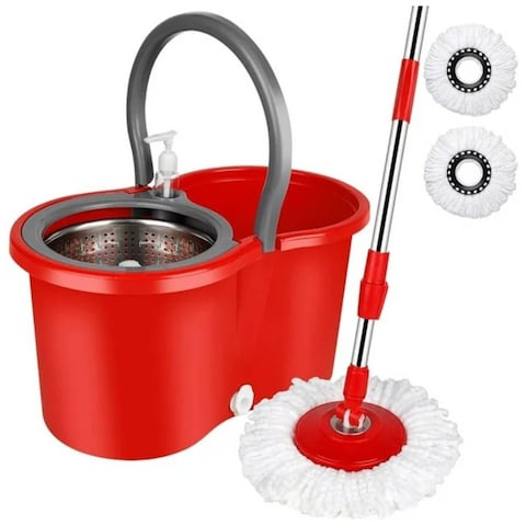 HYX Spin Mop With Bucket For Floor Cleaning, Microfiber Mops and Bucket with Wringer Set, Adjustable Handle, 360 Spinning Mop For Wet &amp; Dry Use