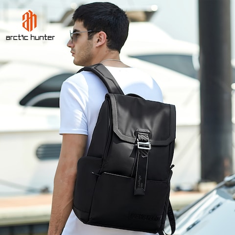 Arctic Hunter Stylish Backpack Water Repellant Anti Theft Laptop Shoulder Bag with Built in USB Earphone Port Premium Travel College Daypack B00428 Black