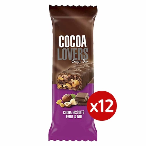 Cocoa Lovers Crispy Bar with Fruits and Nuts - 12 Pieces
