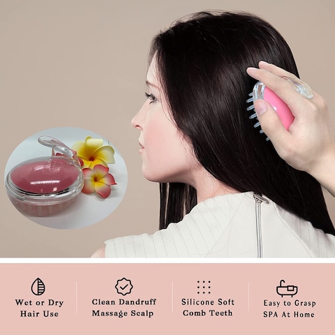 Pink Soft Silicone Scalp Shampoo Hair Massager Scrubber Brush