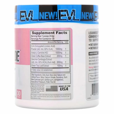 Evolution Nutrition Lemonade Leanmode Pink Stimulant Free Fat Burner Dietary Supplement 174g