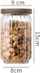1Chase Borosilicate Stripe Glass Food Storage Jar With Acacia Wood Air Tight Lid, Handmade Glass Canister For Kitchen Pantry Organizer, For Storing Pasta, Nuts, Coffee, Snacks, Set Of 2, (700 ml)