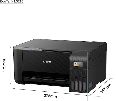 Epson Ecotank L3210 Home Ink Tank Printer A4, Colour, 3 In 1 Printer, Black, Compact