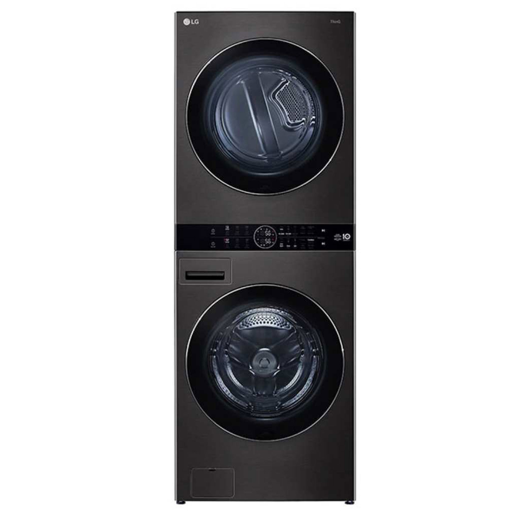 LG WashTower Stackable Front Loading Washing Machine W1S1CVK2EHM Black Steel 19kg And Dryer 16kg