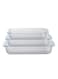 Royalford 3-Piece Borosilicate Rectangular Glass Baking Tray Set Clear 1/2.2/3L
