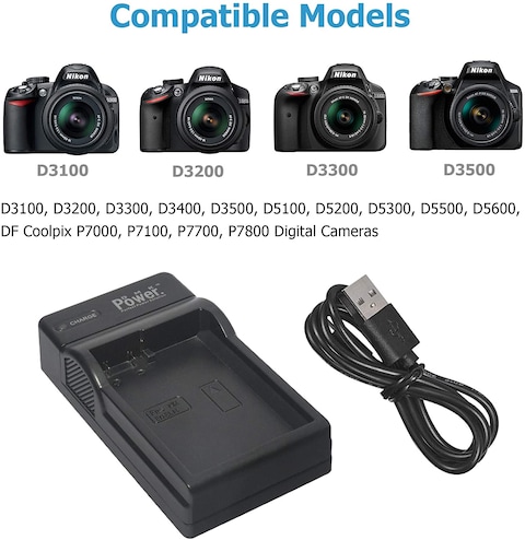 DMK Power ENEL14, EN-EL14A for Nikon D3100, D3200, D3300, D3400, D3500, D5100, D5200, D5300, D5500, D5600, DF Coolpix P7000, P7100, P7700, P7800 Camera (Single Slot USB Battery Charger)