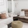 In House Round Decorative Linen Bean Bag - 100x25 cm - Light Beige