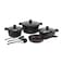 Royalford Die-Cast Cookware Set With Durable Granite Coating, Rf10336, 10 Pcs Cookware, Tempered Glass Lid, Heavy-Duty Bakelite Handles, Compatible With Multiple Hob