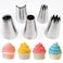 Generic 5Pcs/Set Big Cream Cake Icing Piping Tips Russian Nozzles Rose Pastry Tips Stainless Steel Fondant Cake Decorating Tools