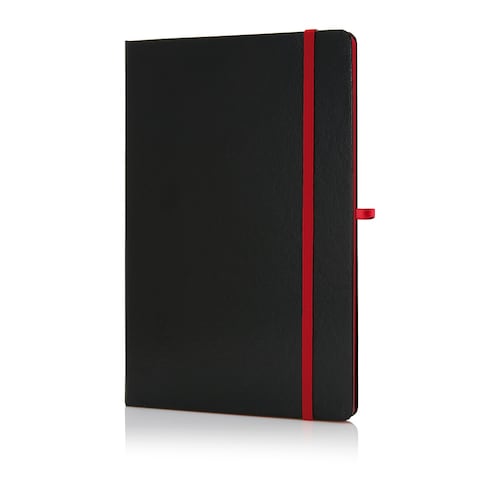 Santhome Classic Lined Notebook | A5, Hardcover, Ruled Paper Notebooks, Writing Pads, Dairy - 192 Pages (Black/Red)
