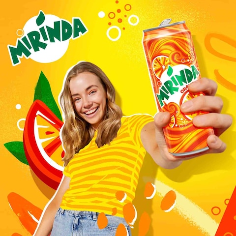 Mirinda Orange Flavoured Carbonated Soft Drink 330ml Pack of 6