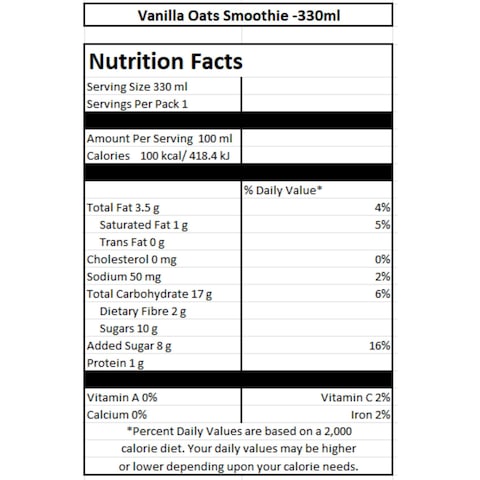 Barakat Vanilla Oat Fresh Dairy-Free Smoothie 330ml