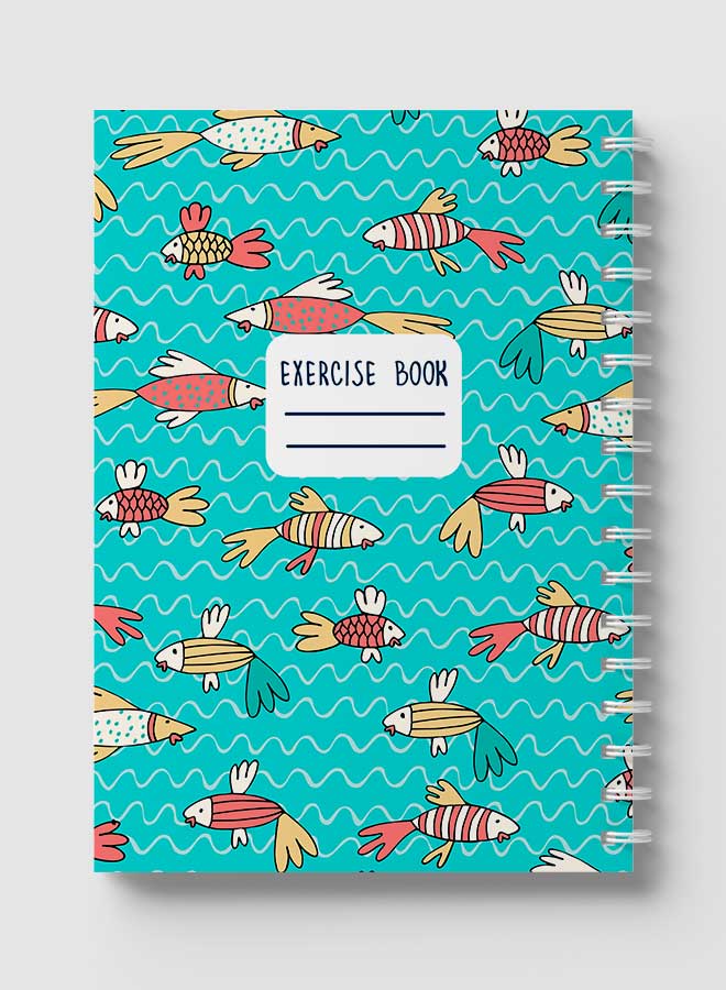 Lowha Spiral Notebook With 60 Sheets And Hard Paper Covers With Tropical Fish Design, For Jotting Notes And Reminders, For Work, University, School