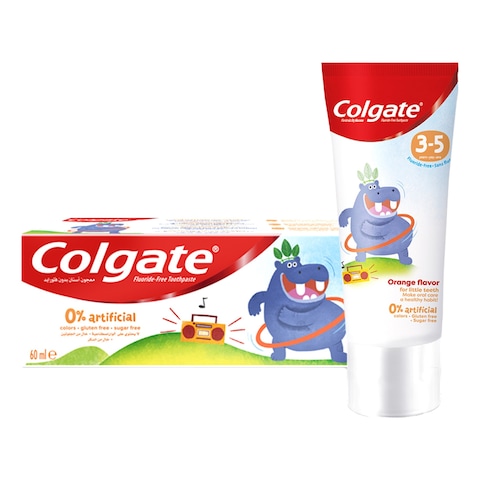 Buy Colgate Kids Fluoride Free Artificial Free Toothpaste 3-5 Years 60ml in UAE