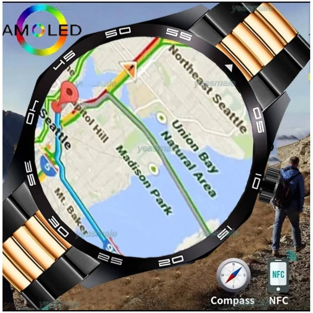 AMOLED IP68 Waterproof Fitness Tracker Smart Watch Heart Rate Monitor Pedometer Sleep Monitor Smartwatch For Men