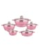 Dessini 10-Piece Granite Cookware Set Red/Clear/Silver